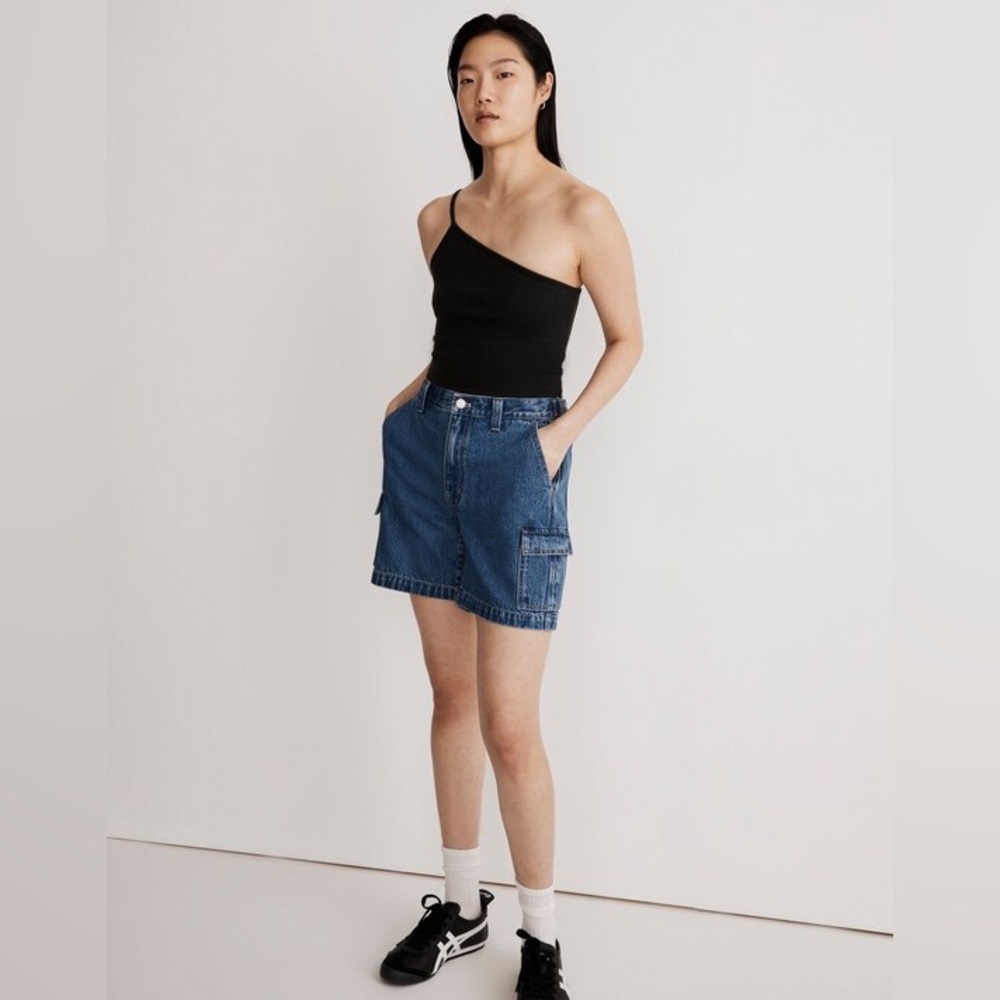 MADEWELL Low-Slung Straight Cargo Jean Shorts Melgrave Wash 30